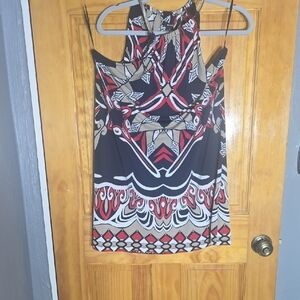 Alfani Red and Black Patterned Halter Dress